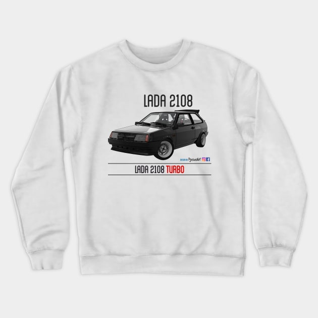 Lada 2108 Turbo Black Crewneck Sweatshirt by PjesusArt